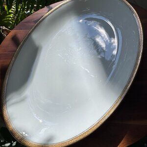 Vintage KPM Small Oval Serving Platter, Real 24k Gold Greek Design Rim